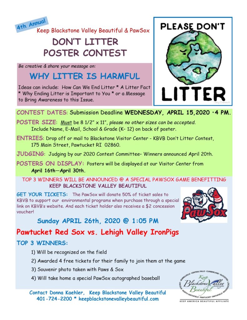 4th Annual Don’t Litter Poster Contest Exhibit Keep Blackstone Valley