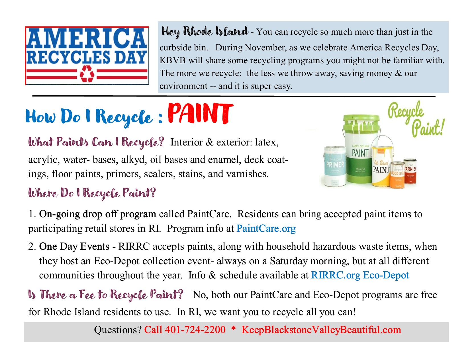 America Recycles Day 2020 How do I recycle Keep Blackstone Valley